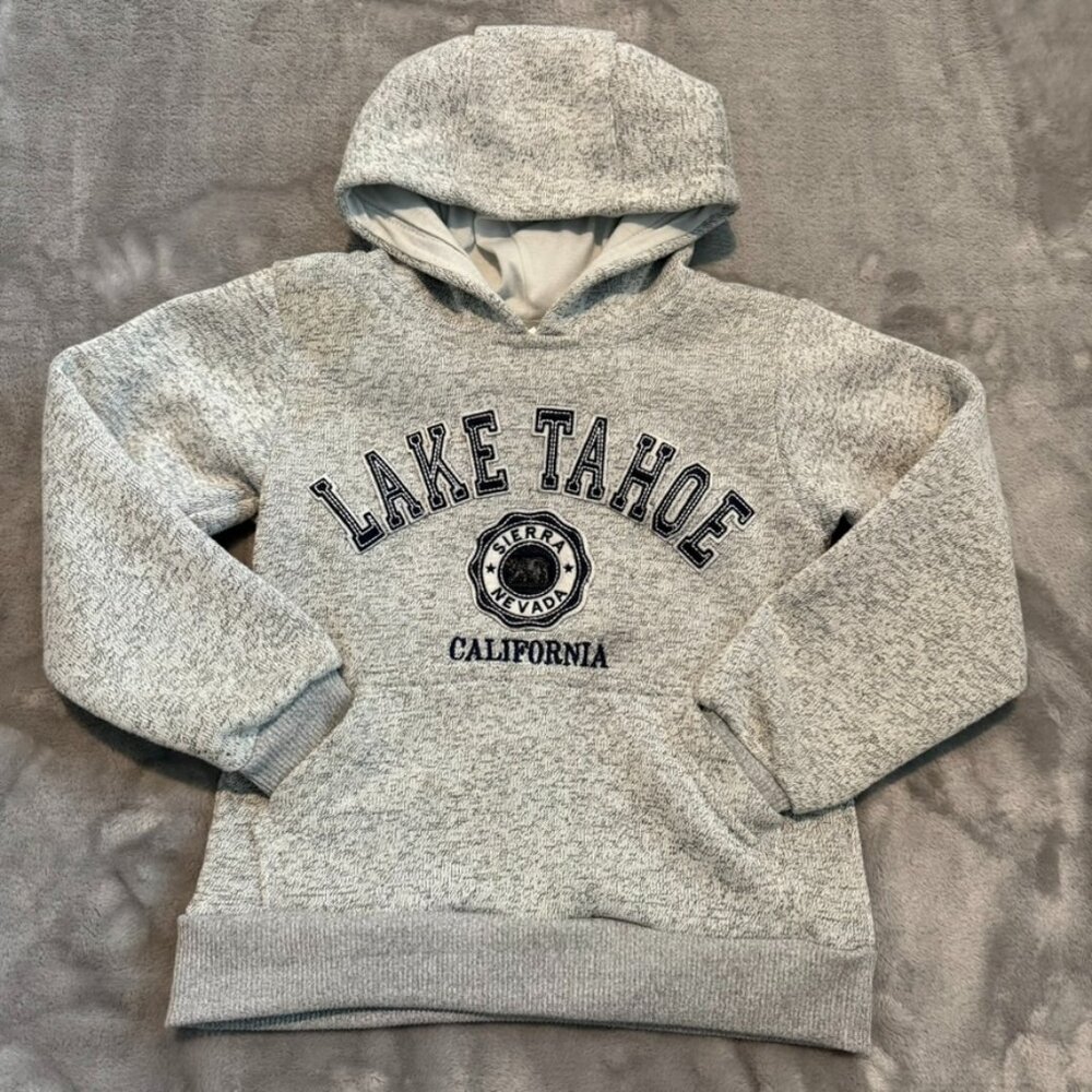 Lake Tahoe Youth Hoodie Heather Gray Embroidered Logo Dimco XS